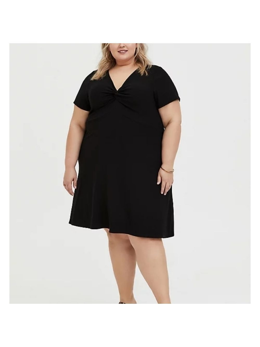 4X - Torrid | BLACK RIB TWIST FRONT SKATER DRESS